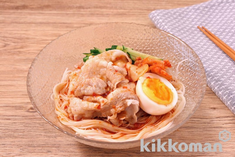 ピリ辛冷しゃぶそうめん(わが家は焼肉屋さん使用)