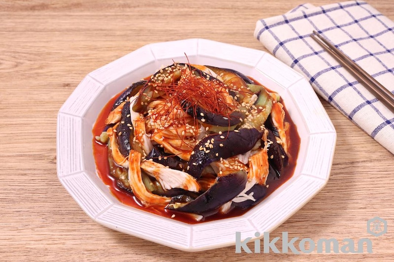 レンジで簡単!ピリ辛鶏むねよだれなす(わが家は焼肉屋さん使用)