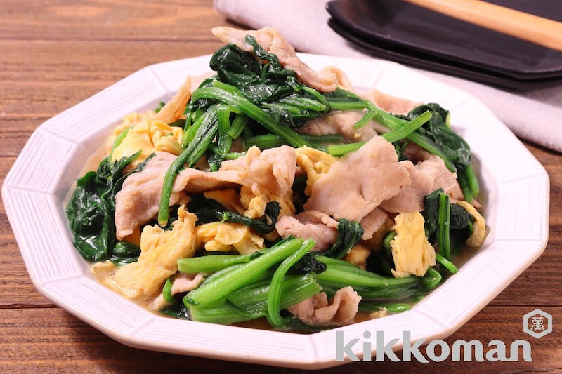 焦がし生しょうゆ香る!豚肉と卵のほうれん草炒め