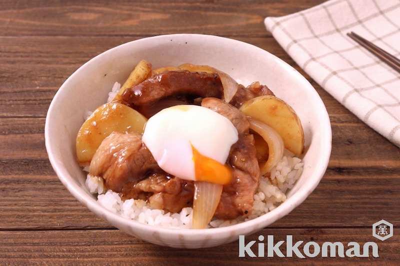 豚じゃがガーリックトロ玉丼(うちのごはん使用)