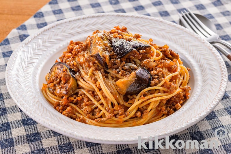 ケチャップで簡単!なすのミートソーススパゲッティ(リコピンリッチトマトケチャップ使用)