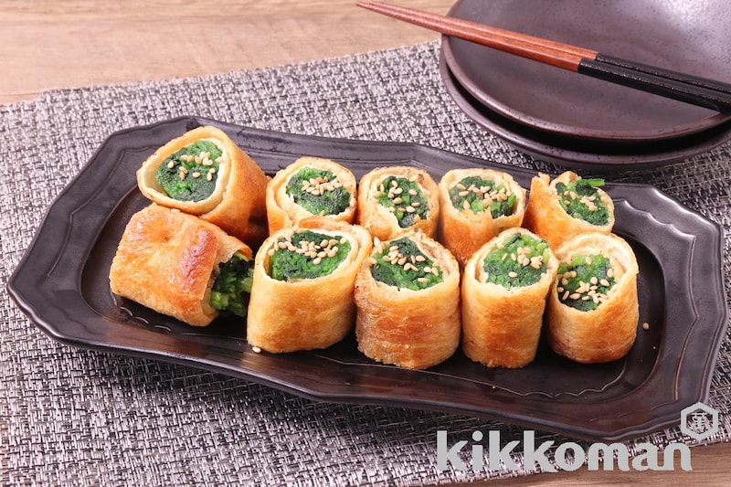 ほうれん草のうまだし油揚げ巻き
