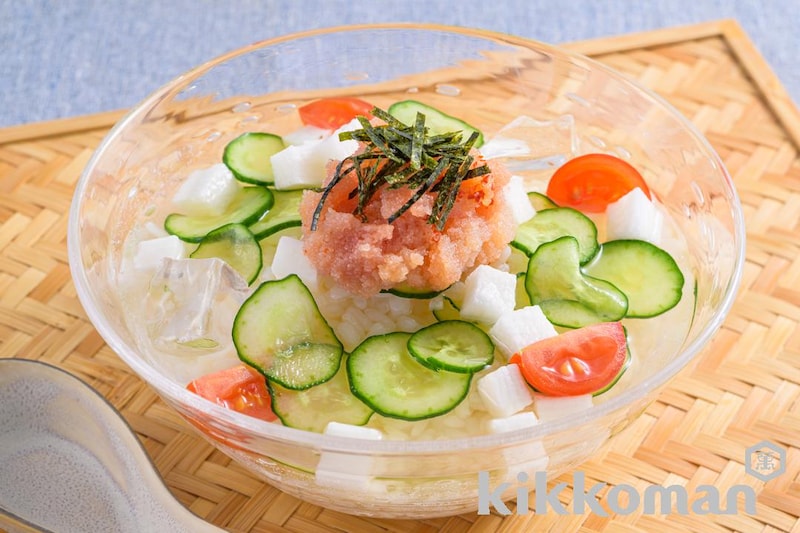 夏野菜と明太子の冷やしだし茶漬け(八代目儀兵衛)