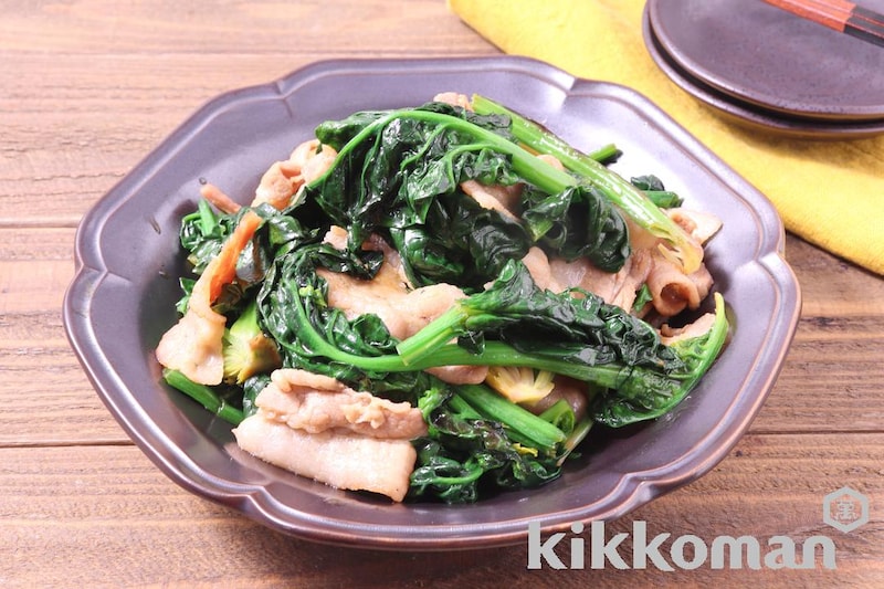 ちぢみほうれん草と豚肉のジュワッと焼き