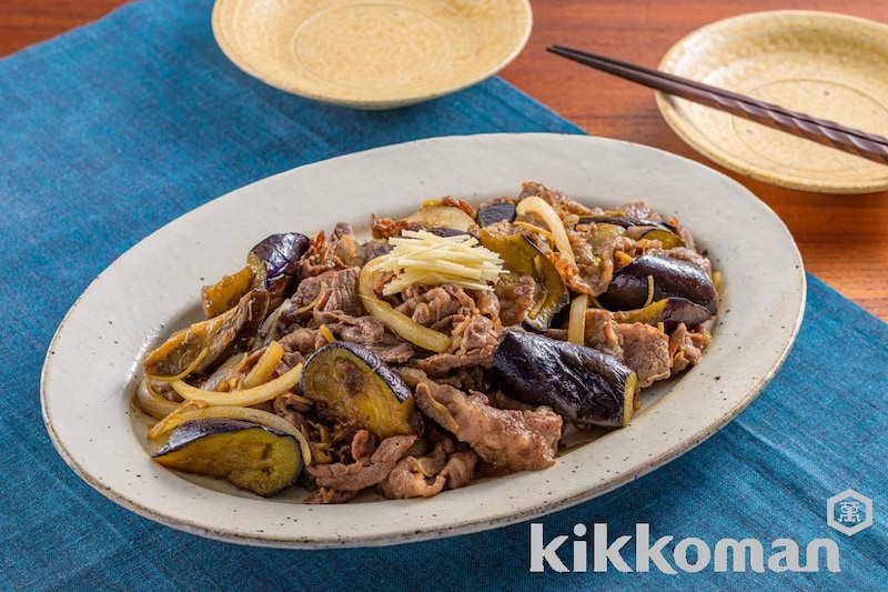 牛こまとなすのしょうが炒め【焼肉のたれで味つけ簡単】