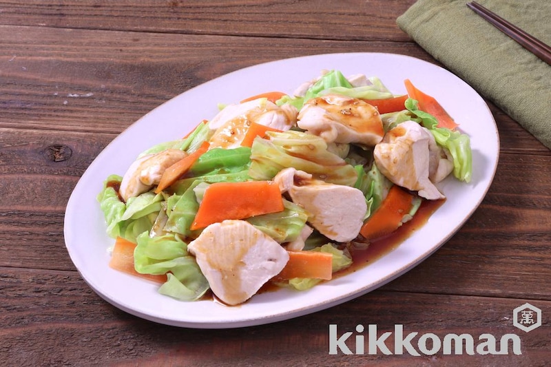 レンジで簡単!鶏むねとキャベツの甘辛蒸し(わが家は焼肉屋さん使用)