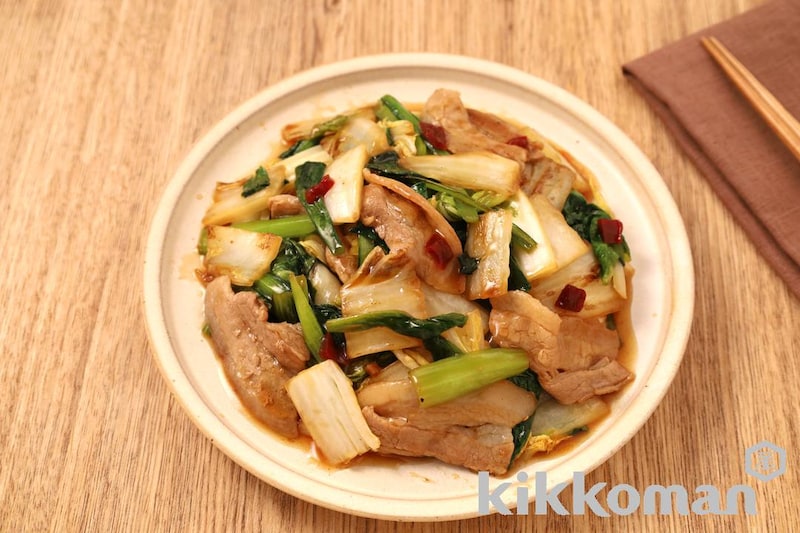 白菜と小松菜の牡蠣だし醤油炒め【1/2日分の野菜使用】(うちのごはん使用)