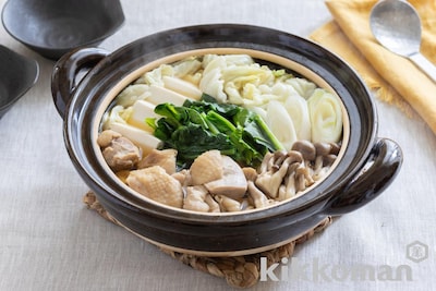 ほうれん草と鶏肉の寄せ鍋