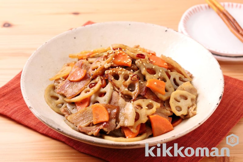 豚肉とれんこんのおかずきんぴら(味わいリッチ減塩しょうゆ使用)