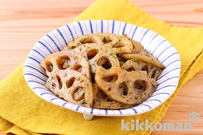 れんこんの青のりしょうゆ炒め(味わいリッチ減塩しょうゆ使用)