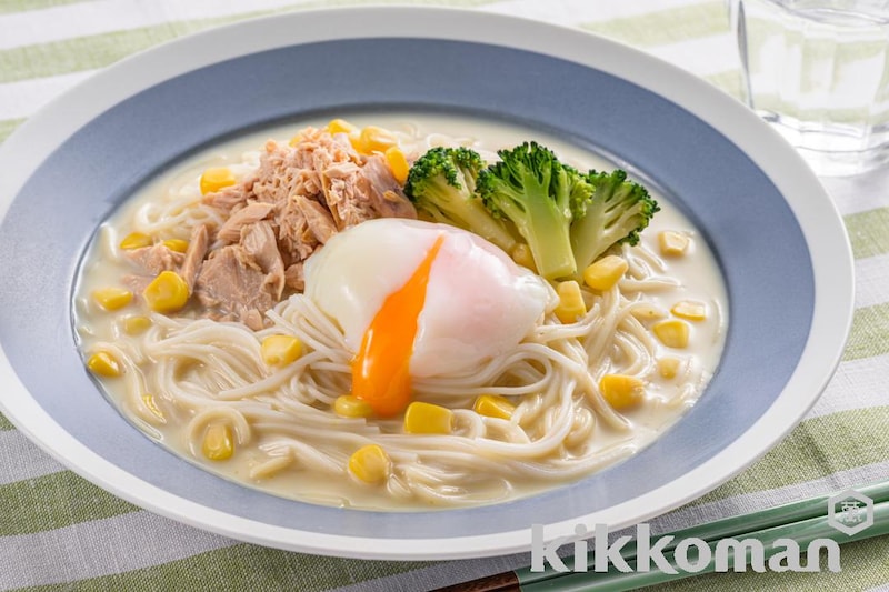 ツナたまコーンそうめん【豆乳×本つゆ(めんつゆ)で簡単】