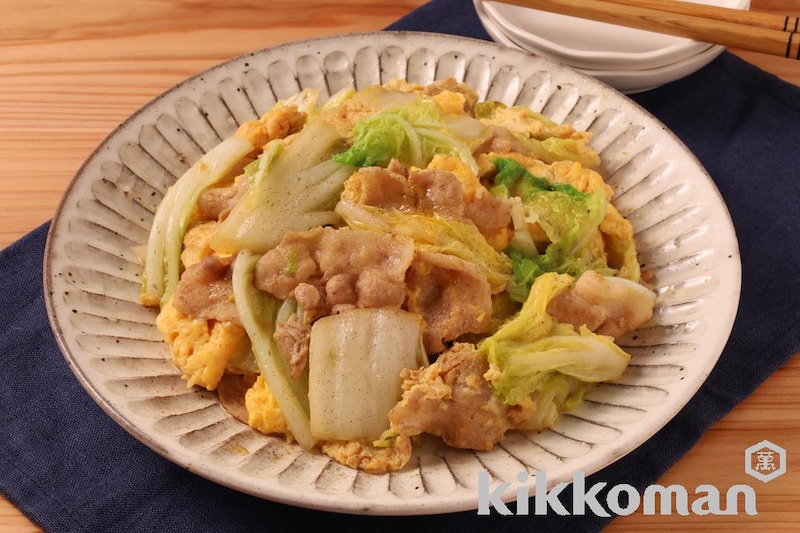 豚バラ白菜のふわたま炒め(だし重ね本つゆ使用)