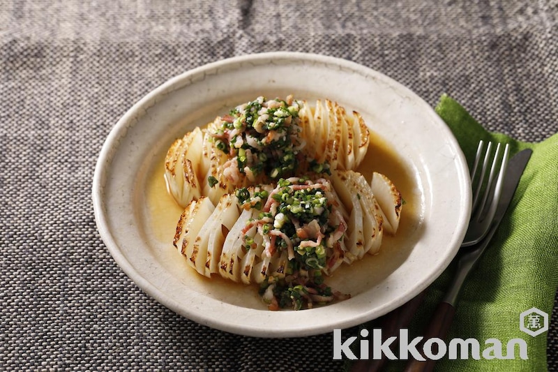 大根ステーキ 青ねぎベーコンソース