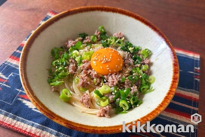 包丁不要！ネギまみれそぼろ釜玉（山本ゆりさん）【電子レンジで簡単うどん】