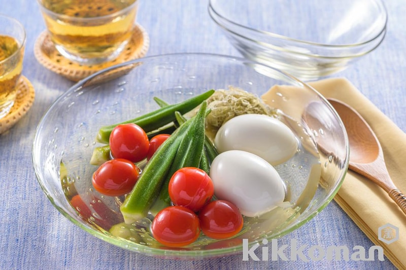 冷やしおでん★卵・オクラ・トマトで【レンジで簡単】