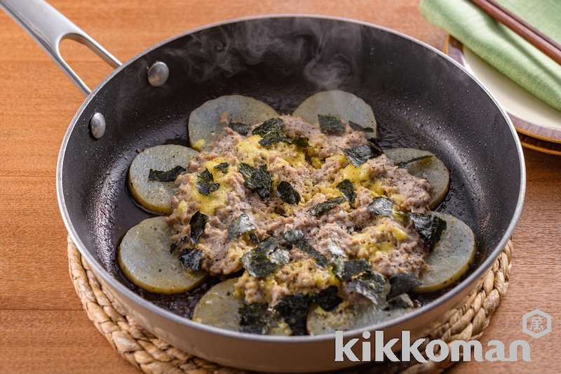 長芋とひき肉の重ね蒸し【フライパンで簡単】