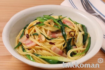 わけぎとベーコンの和風ペペロンチーノ