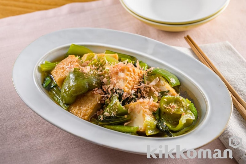 小松菜とピーマン、厚揚げの煮びたし【FISH A WEEK】