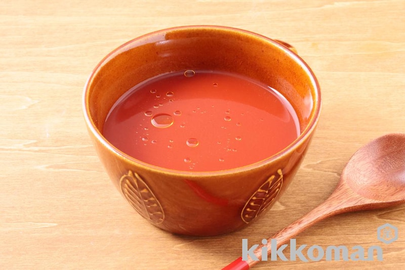 レンジで簡単!濃厚トマトの白だしスープ(リコピンリッチ トマト飲料使用)