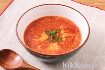 レンジで簡単！トマトの中華風卵スープ（リコピンリッチ トマト飲料使用）