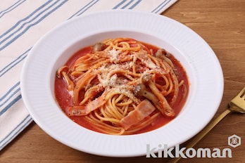 トマトジュースで！ワンパンスープパスタ（リコピンリッチ トマト飲料使用）