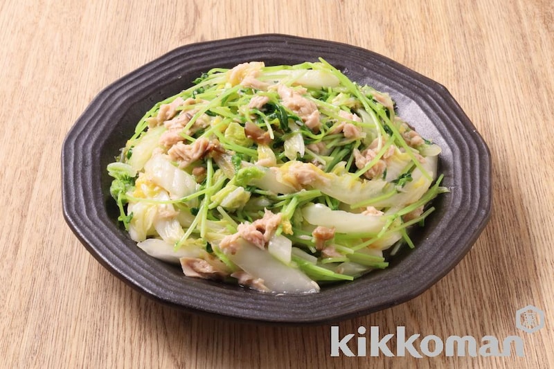 豆苗と白菜とツナの鶏うま塩【1/2日分の野菜使用】(うちのごはん使用)