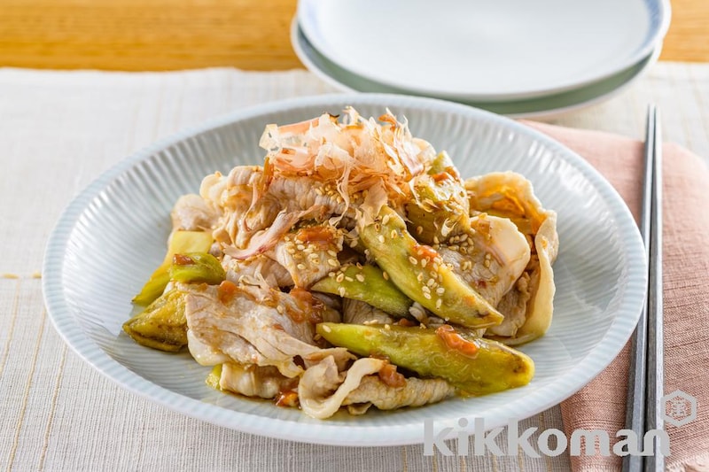 冷しゃぶとなすの梅肉しょうゆ和え