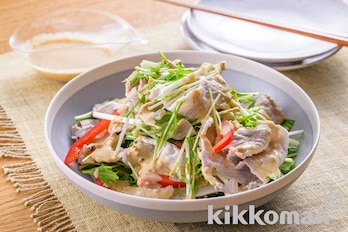 冷しゃぶと水菜の特製ごまだれ