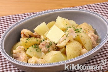 レンジで簡単！鶏じゃがガーリックバター（かけるたまねぎ　コクうまガーリック使用）