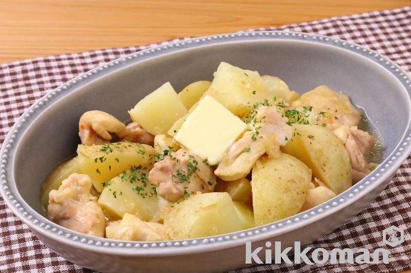レンジで簡単!鶏じゃがガーリックバター(かけるたまねぎ コクうまガーリック使用)