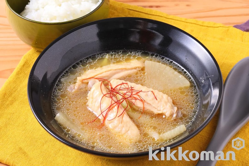 レンジで簡単!サムゲタン風鶏手羽スープ(すっきりClear by減塩しょうゆ使用)
