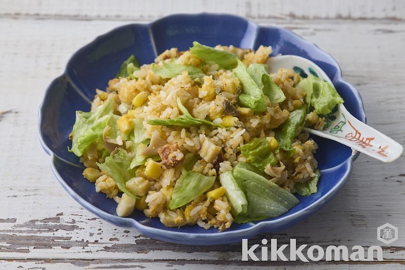 シャキシャキレタスのチャーハン風混ぜご飯