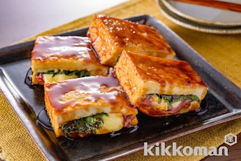 甘辛だれが味の決め手！厚揚げの梅しそチーズ焼き