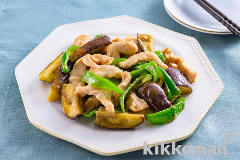 レンジでしっとり!鶏むねとなすのチンジャオロース風