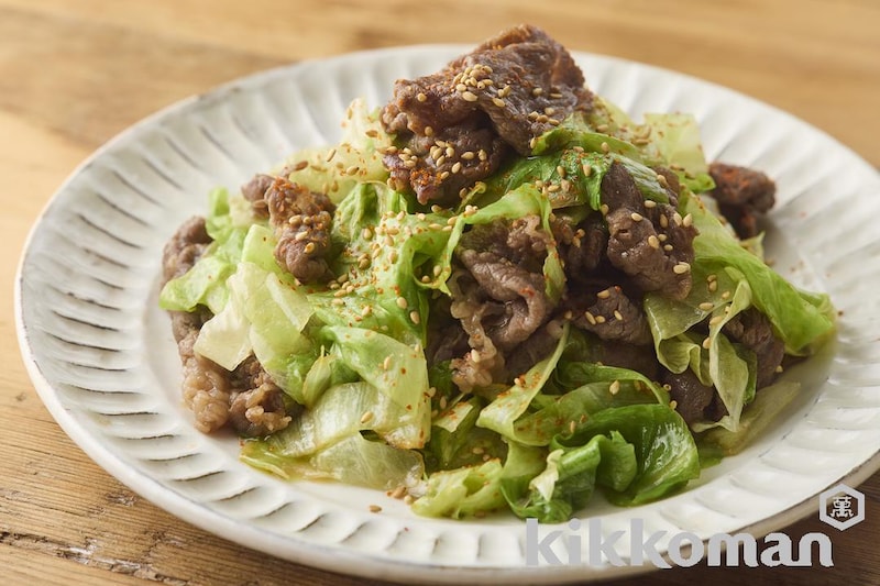 レタスと牛肉の甘辛炒め