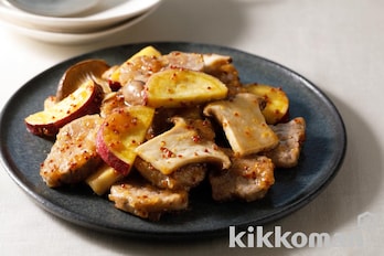 豚ヒレ肉とさつまいものハニーマスタード炒め