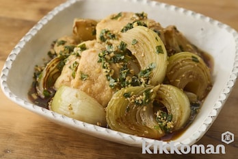 焼き玉ねぎと鶏肉の香味しょうゆ漬け