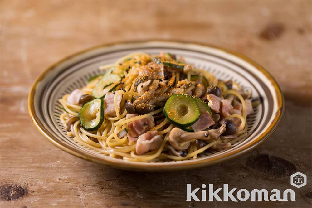 ざるそばつゆ和風パスタ