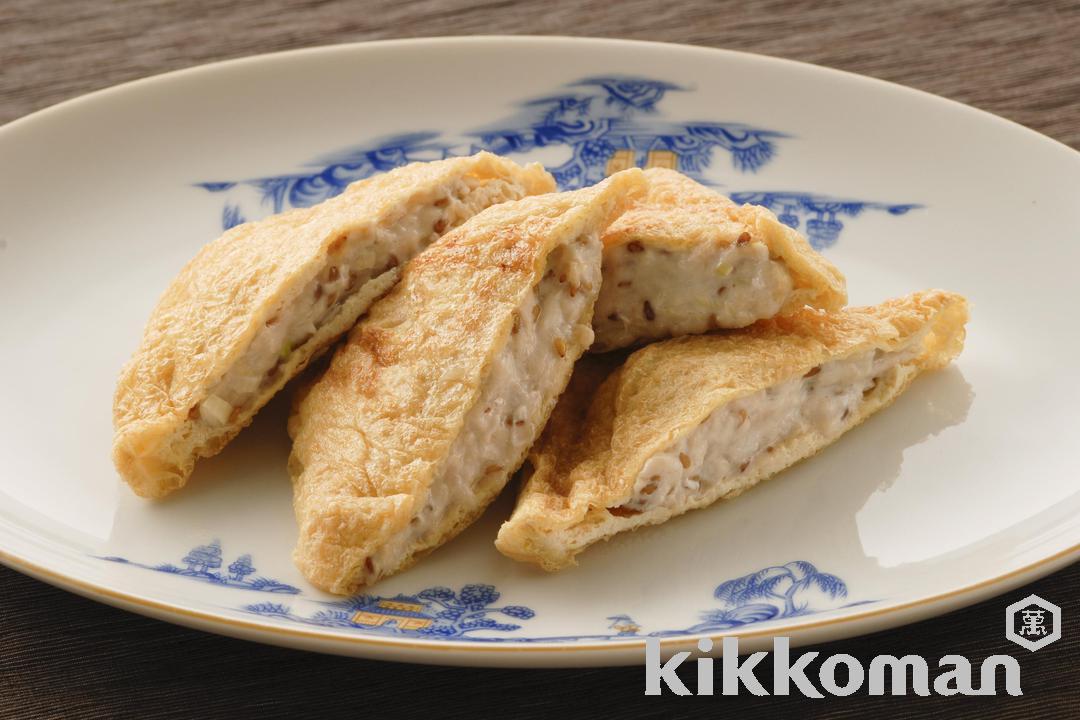Photo: Ground Chicken Stuffed Fried Tofu Pouches