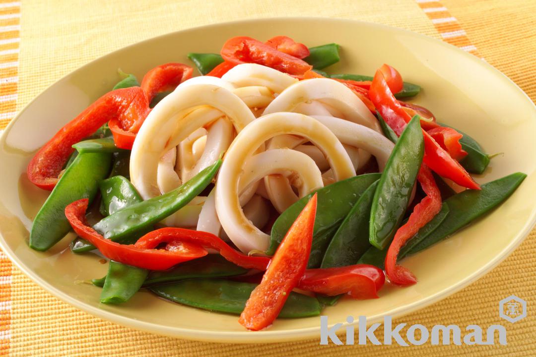 Squid and Boiled Vegetables with Asian-Style Sauce