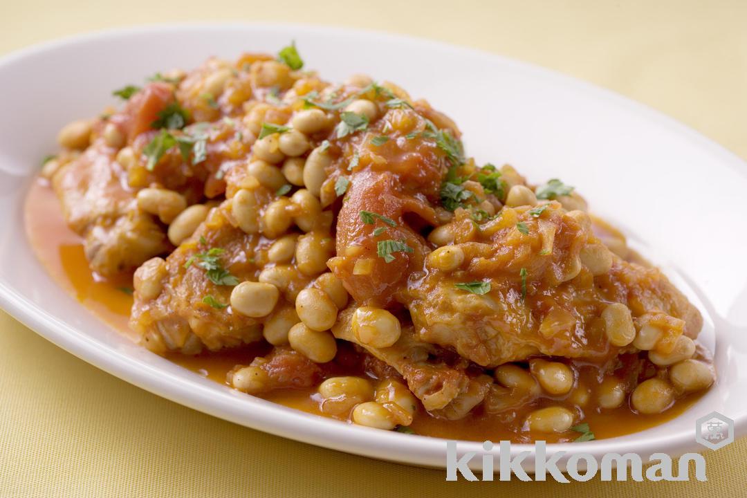 Photo: Tomato Simmered Soybeans and Chicken Wings