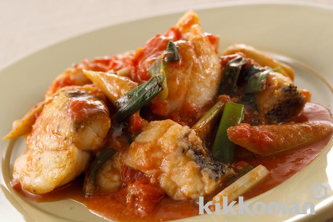 Photo: Cod and Burdock Root Simmered in Tomato Sauce