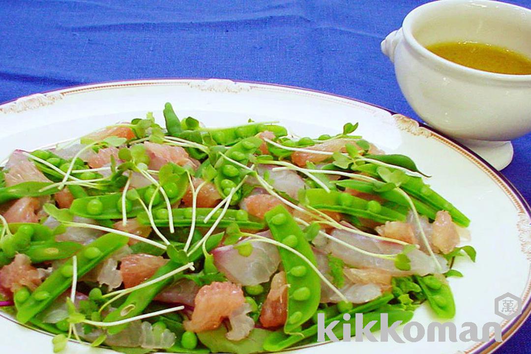 鯛と緑の豆のサラダ　ゆずこしょうドレッシング