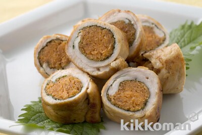 写真:鶏ささ身のにんじん巻き焼き