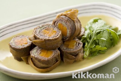 写真:牛肉の野菜巻き わさびの香り