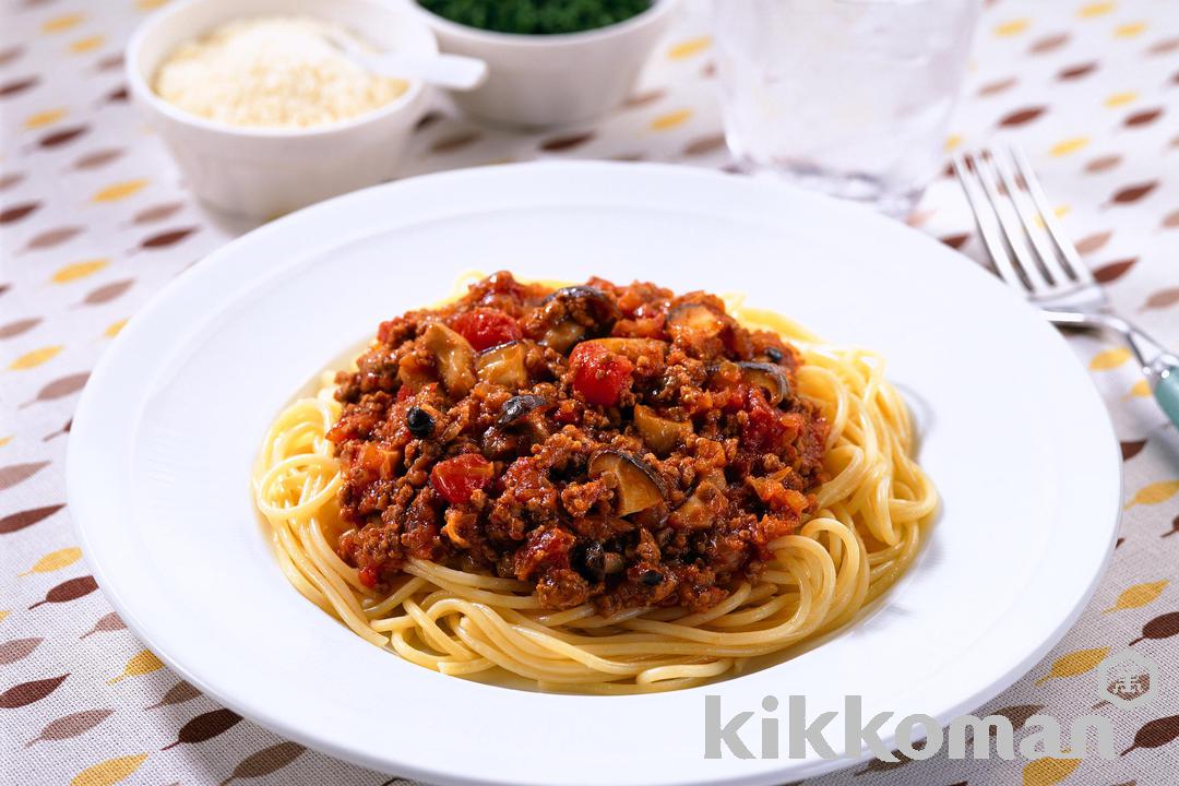 きのこのミートスパゲッティ カットトマト３００ｇ使用 のレシピ つくり方 キッコーマン ホームクッキング