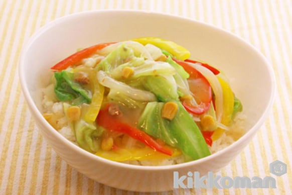 野菜たっぷりあんかけベジ丼 うちのごはんアレンジ のレシピ つくり方 キッコーマン ホームクッキング 野菜たっぷりあんかけベジ丼 うちのごはんアレンジ のレシピ つくり方 キッコーマン ホームクッキング