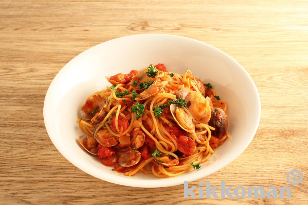 あさりとバジルのトマトスパゲッティ 具ｔａｎｔｏ使用 のレシピ つくり方 キッコーマン ホームクッキング