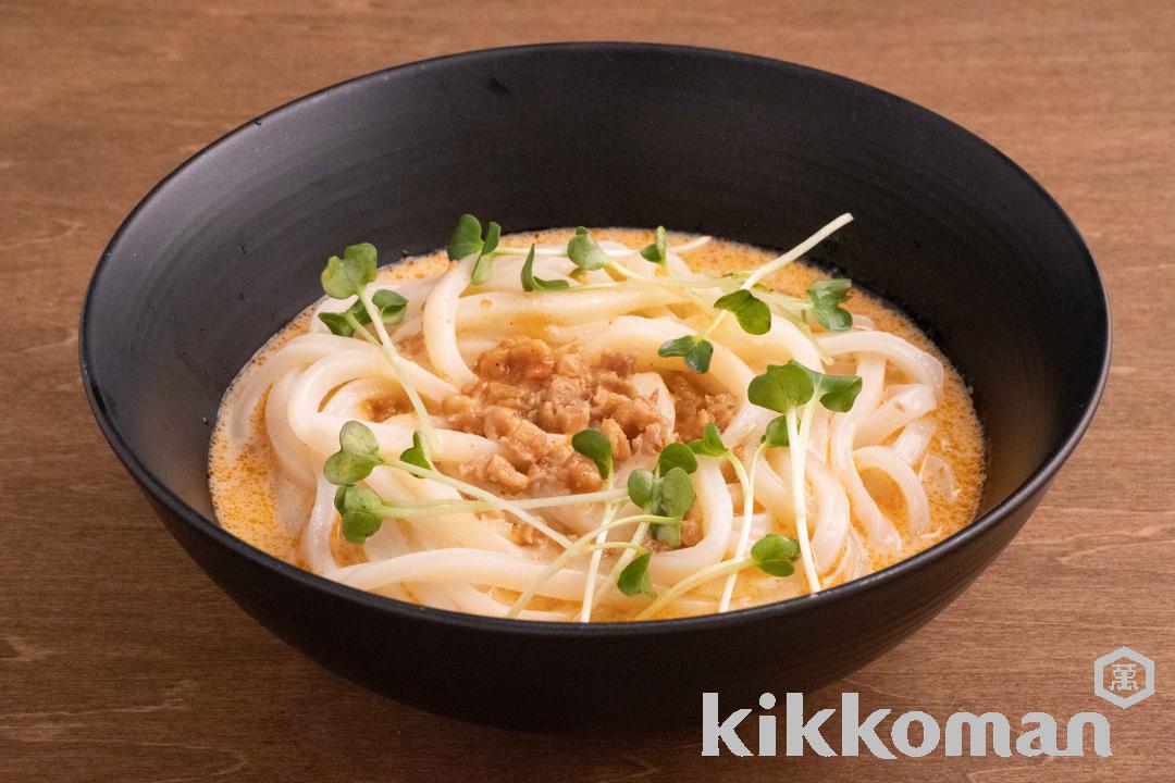 具麺で簡単 豆乳担々うどんのレシピ つくり方 キッコーマン ホームクッキング