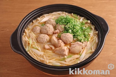 写真:ネギたっぷり鶏とり豆乳担々鍋